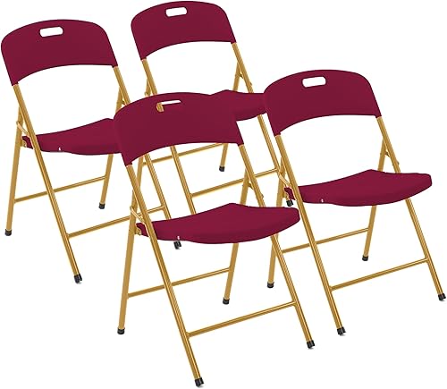 Sillas plegables de plástico creativas (paquete de 4)  Sillas plegables portátiles y ligeras para interiores y exteriores, marco de acero utilizado