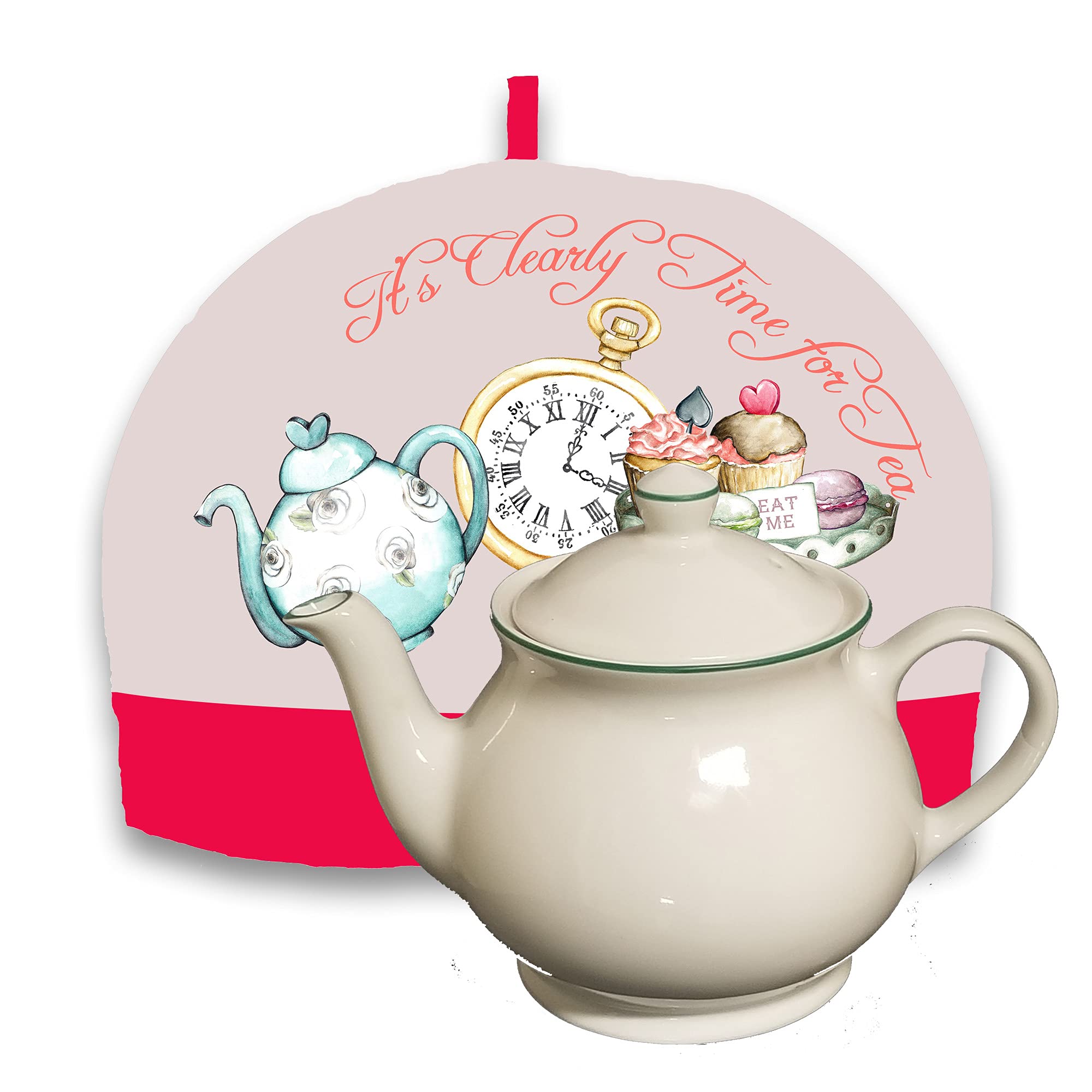 Tea Cozy 2 Cup Size Insulated - Alice in Wonderland Clearly It's time for Tea