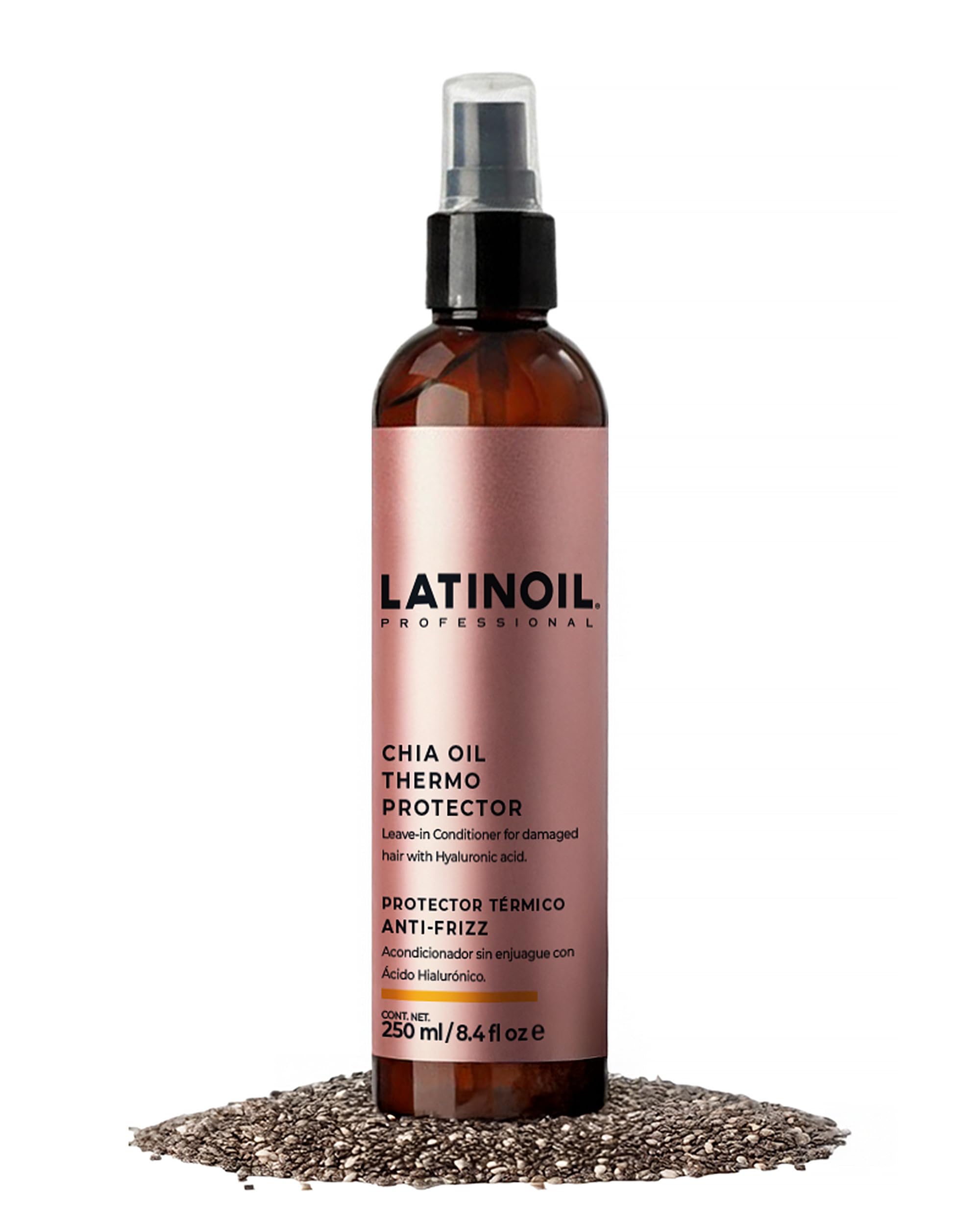 - Chia Hair Heat Protectant Spray, Oil for Hair Frizz, Hair Oil Treatment, Leave in Conditioner for Dry Damaged Hair with Chia Seed Oil, Amino acids & Omegas, 250 ml