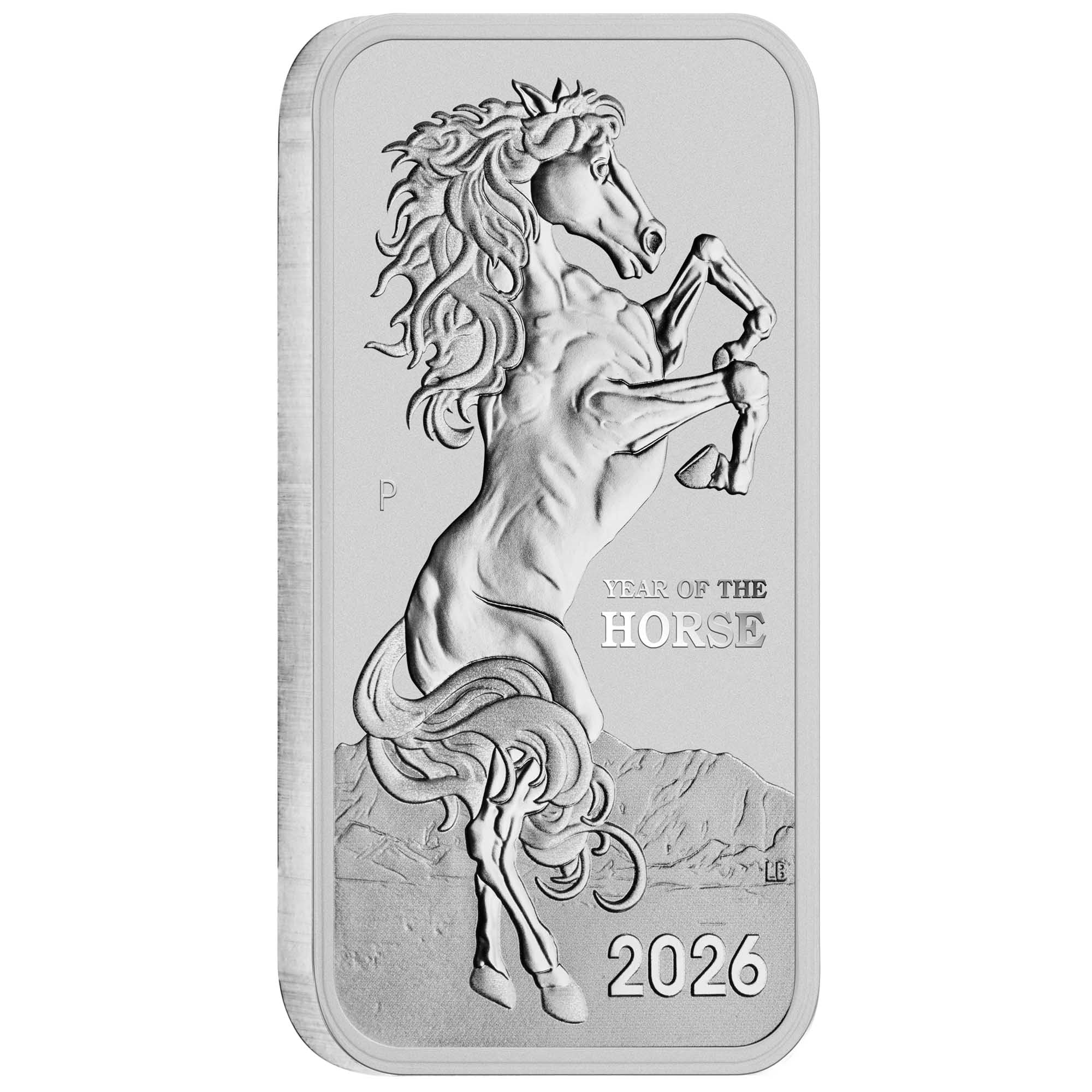 Lunar Pferd 2026 Silberbarren 1 oz (31,1 g) Rectangular | Perth Mint Australien | Feinsilber 999,9 | Rechteckiger Silbermünzbarren in Münzkapsel | inkl. Echtheitsgarantie