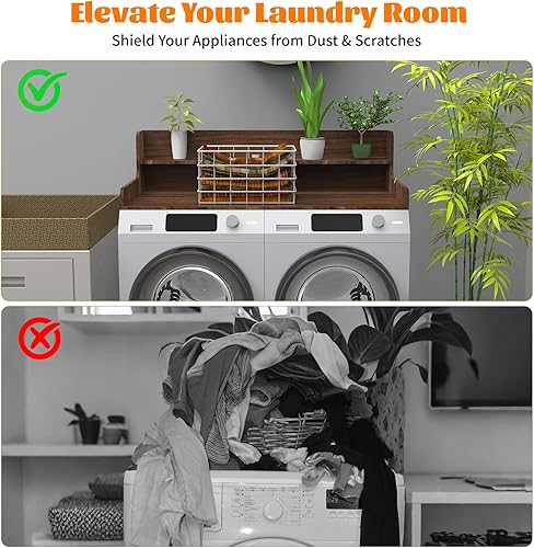 Miniatura 3 de Encimera de lavadora y secadora de 2 niveles con estación de carga, cubierta superior de 54 x 27.5 pulgadas para lavadora y secadora, estante de