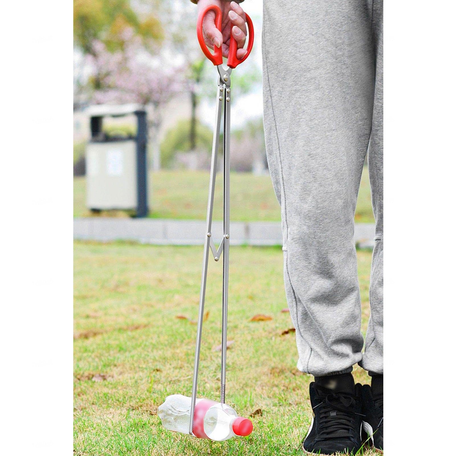 Herramienta de Alcance de Agarre de Acero Inoxidable - Basura Clip Alcanzador Recogedor Stick - Pinzas de Tijera de Basura y Garra de Alcance, Recogida de Basura, Paquete de 2,20.1 Inch