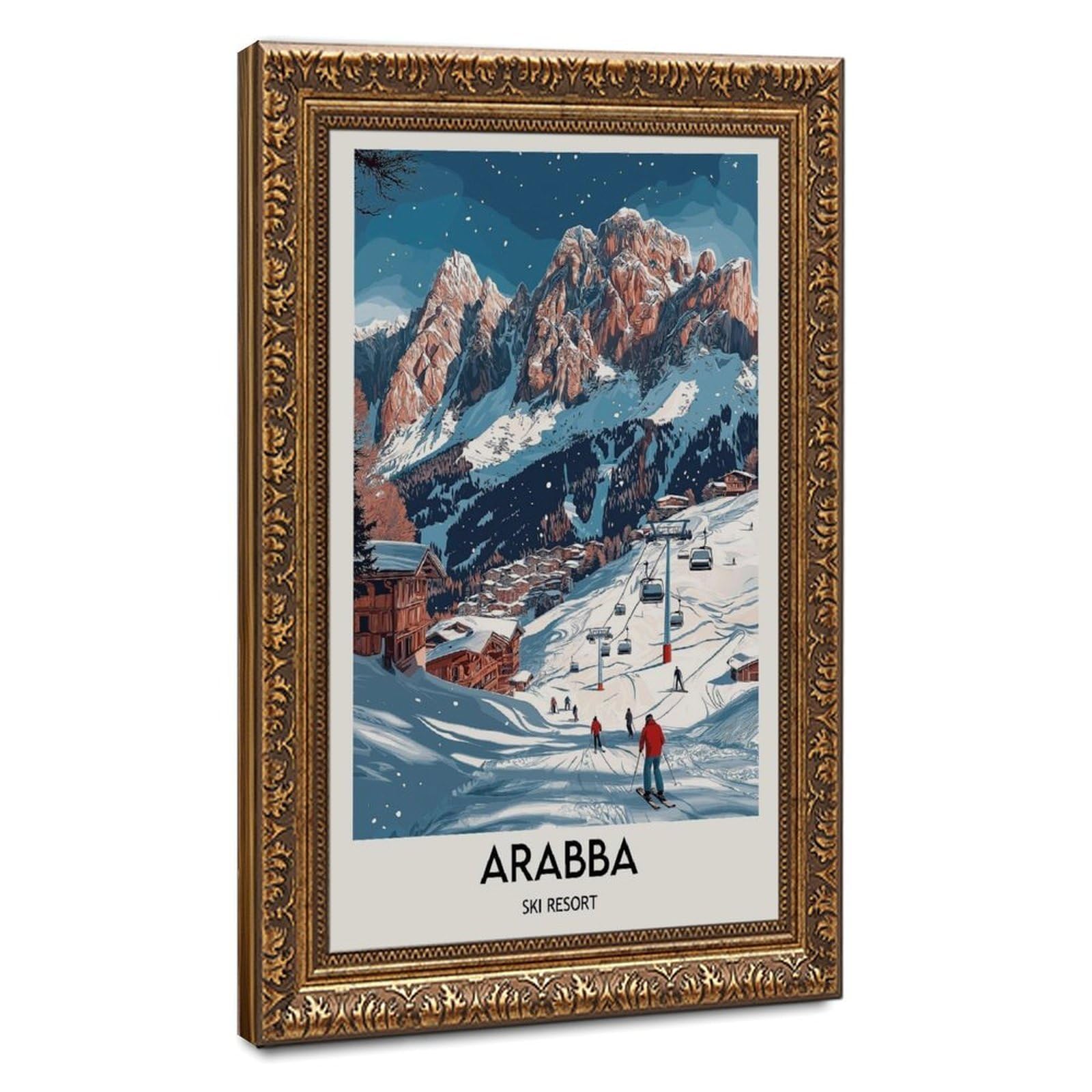 Lxwnze Green Arabba Ski Resort Poster（10） Canvas Poster Wall Art Decor Print Picture Paintings For Living Room Bedroom Decoration 16" L X 24" W