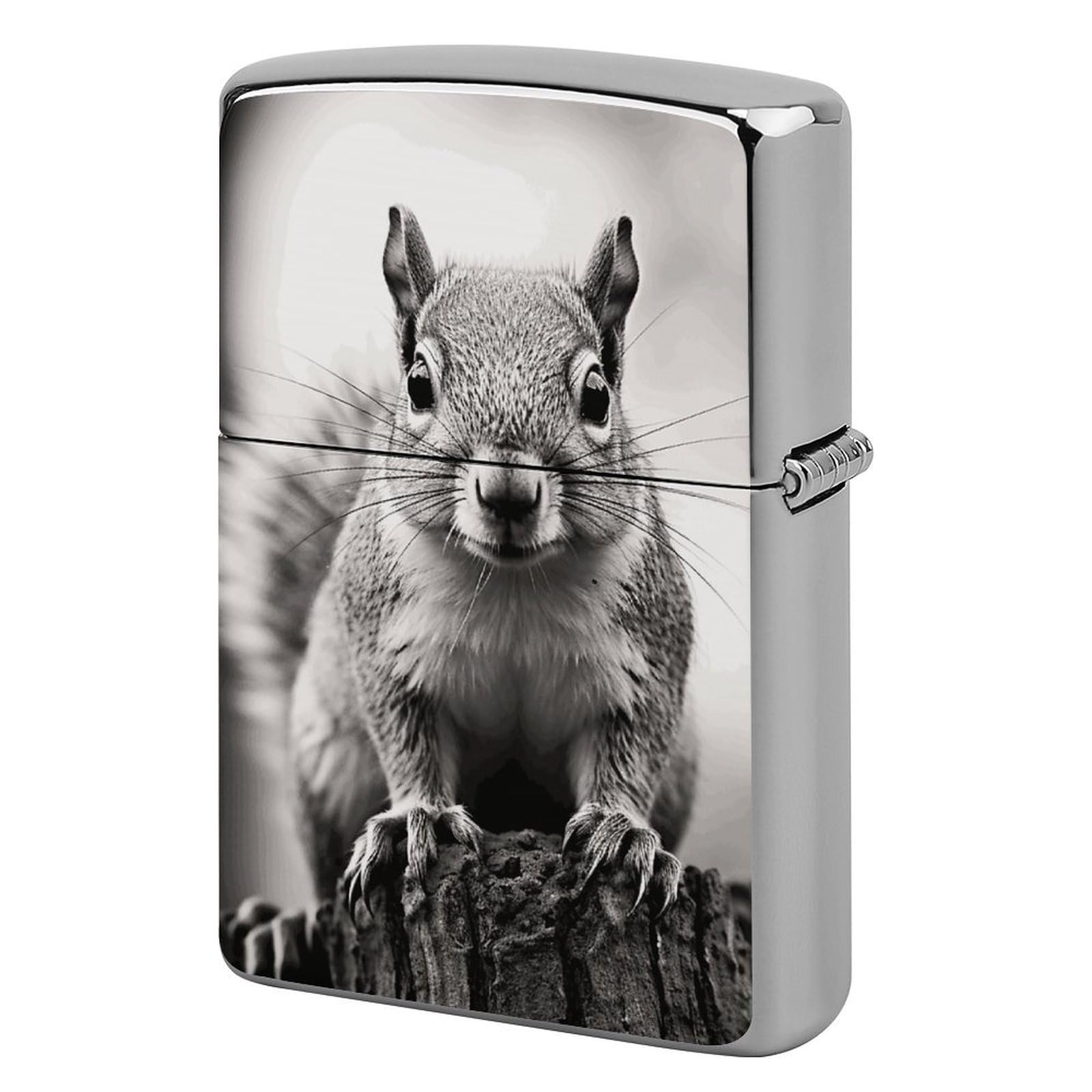 Light Gray Squirrel Lighter Case Vintage Metal Lighter Cover Reusable Lighter Protective Sleeve Unique Design Personalized Lighter Sleeve Holder Against Dust and Scratches