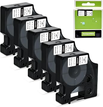 TITBIT 18444 Permanent Vinyl Label Tape 1/2" 5 Pack | Rhino 5200 label tape Compatible for DYMO Rhino 18444 Fit Rhino 4200 5000 6000 6500 Industrial Label Maker,12mm White