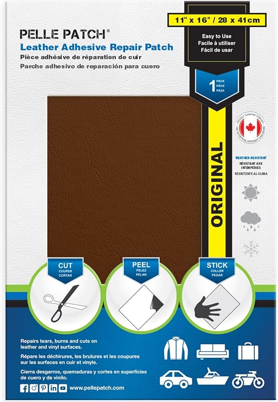 Pelle Patch Folha Adesiva para Reparo de Couro e Vinil, Tan, 27,9 x 40,6 cm