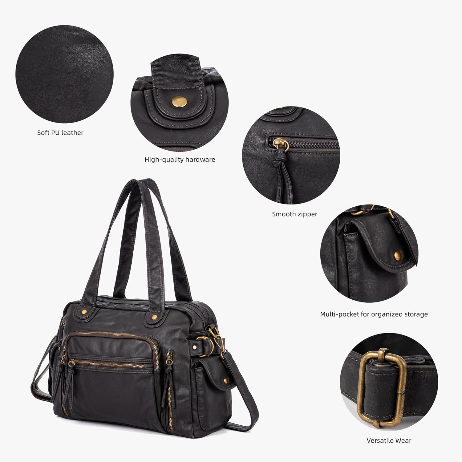 Soft Vegan Leather City Tote Bag for Women Vintage Hobo Handbag with Adjustable Strap Large Y2K Purse Slouchy Shoulder Bag