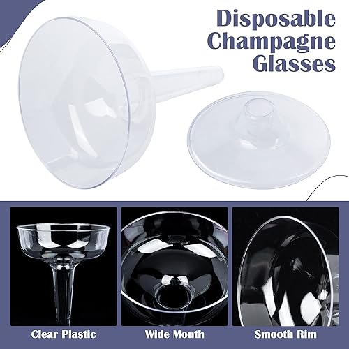 Miniatura 3 de ISKYBOB Juego de 18 vasos de plástico Coupé, copas de champán desechables, copas de cóctel de 4.1 fl oz  4 onzas, torre de champán transparente a