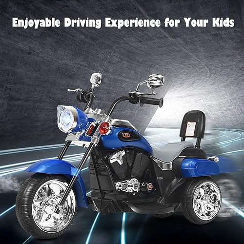Miniatura 18 de OLAKIDS - Motocicleta eléctrica para niños, motocicleta eléctrica de 6 V con bocina, faros, 3 ruedas de entrenamiento, motocicleta eléctrica