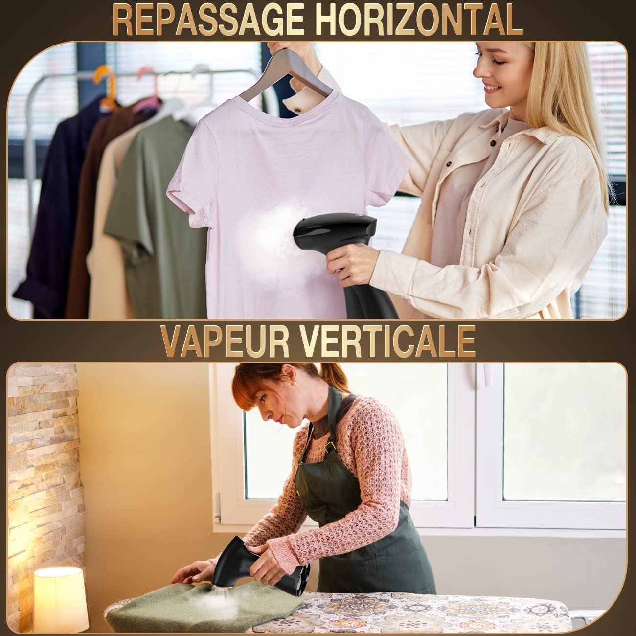 Rolipo Défroisseur Vapeur, Fer à Repasser de Voyage Portable Pour la Maison, Le Bureau ET Les Voyages, Compact ET Léger, Chauffe Rapide, Steamer Défroisseur (black)