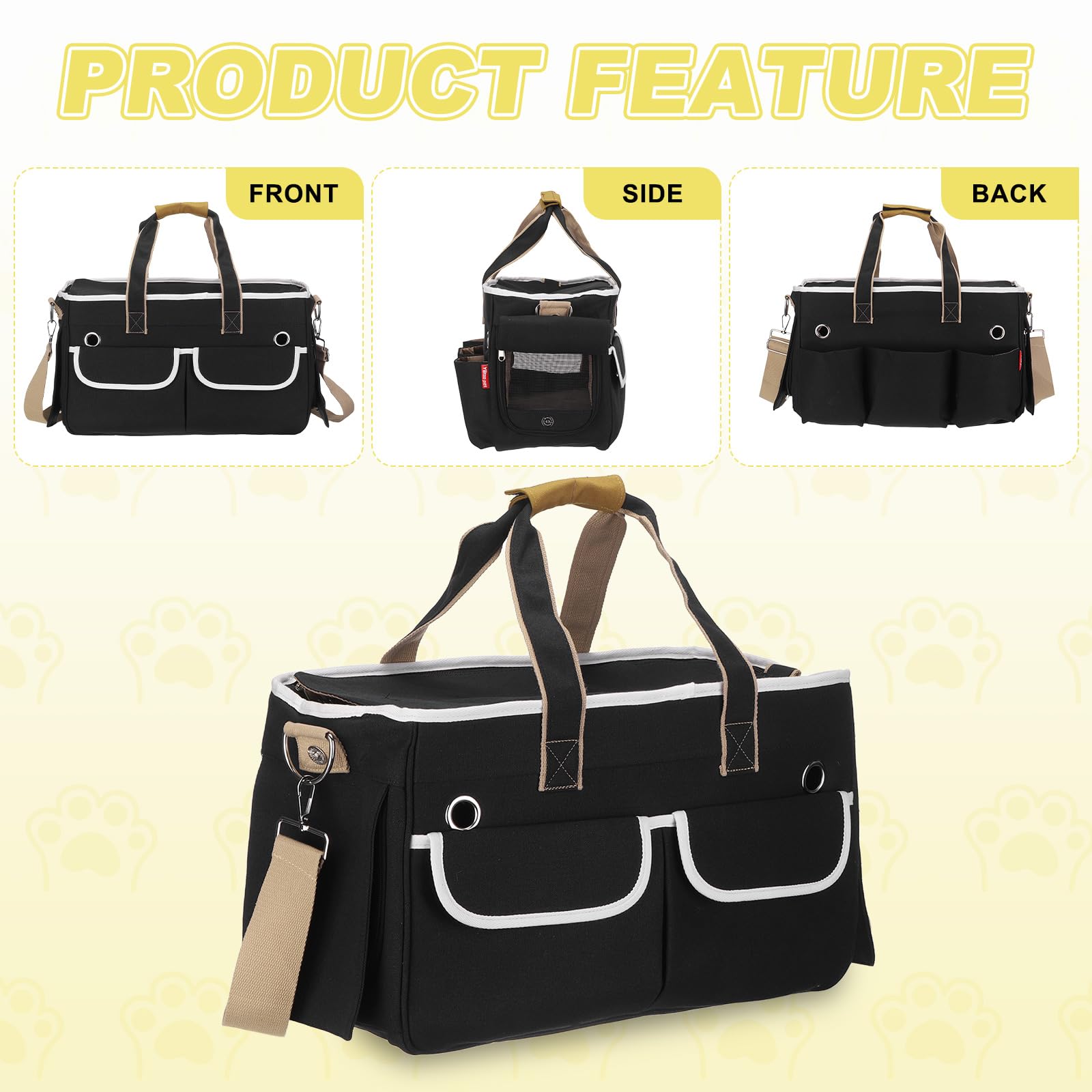 QUARKZMAN Transportador para Gatos, Cubierta Enrollable, Transportador para Mascotas Transpirable Bolsa De Viaje para Mascotas hasta 16.5 Lbs (Negro),