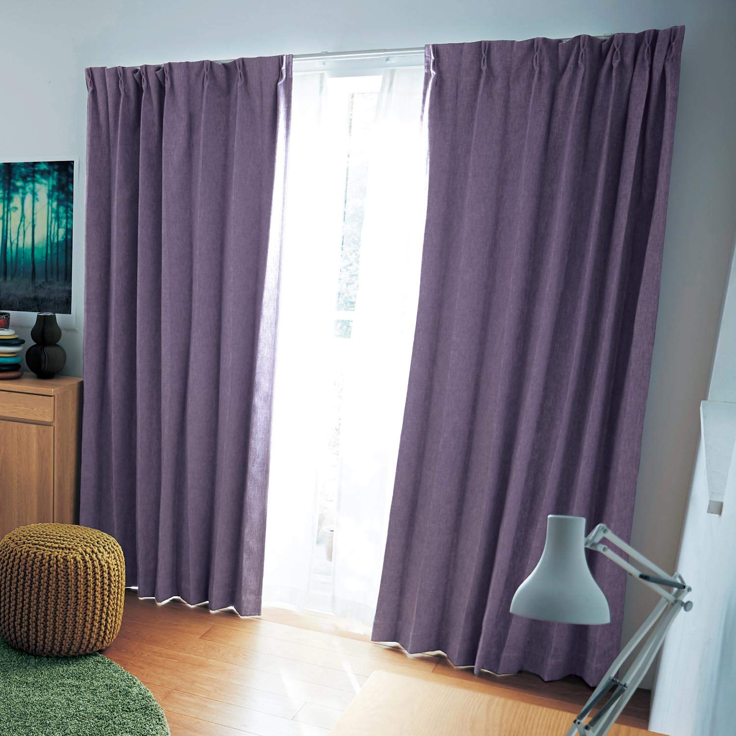 新品　ベルメゾン　遮光・遮熱・防音カーテン  ドレープカーテン130×210cm 99サイズ】 裏面コーティングの遮光・遮熱・防音カーテン ＜2枚