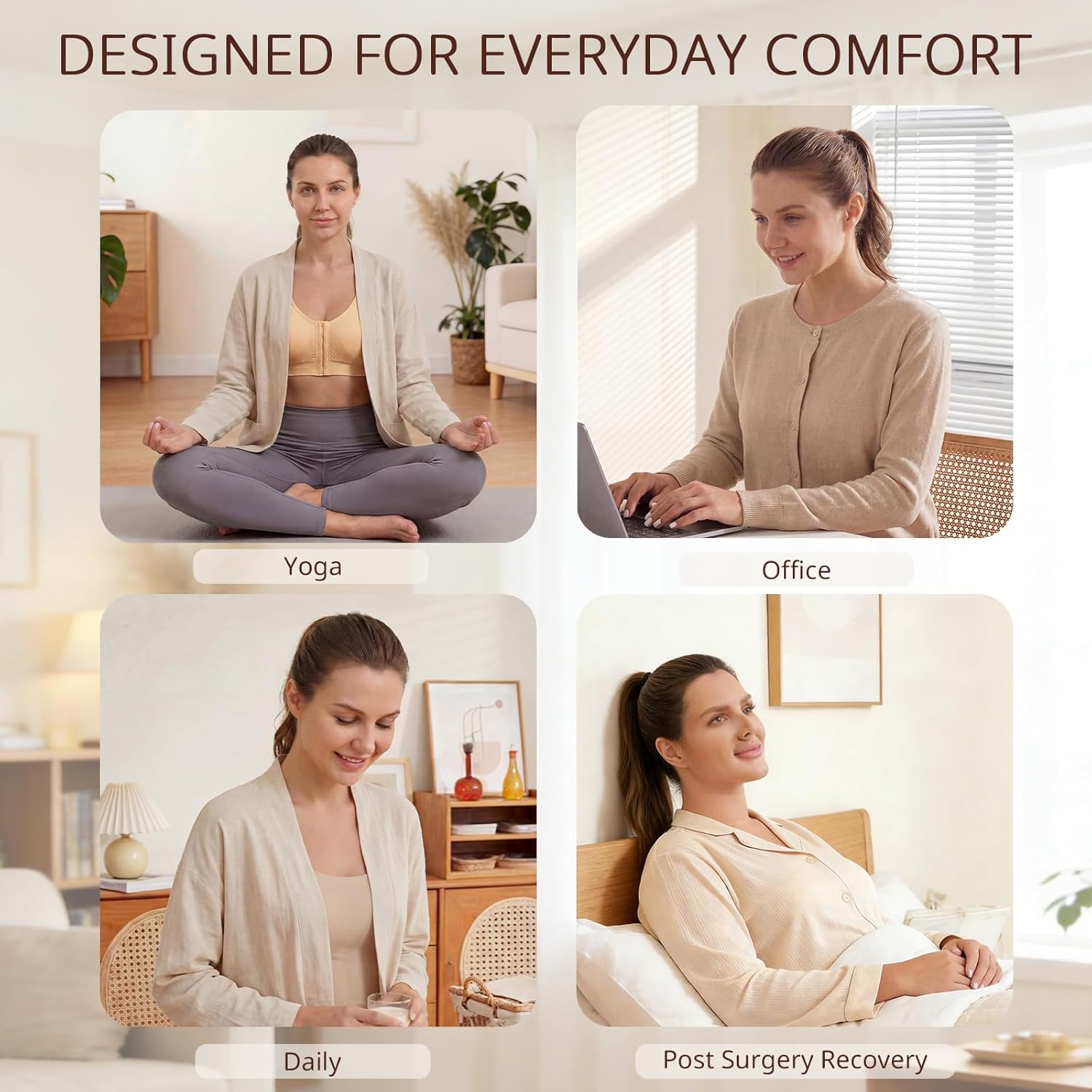 5-Pack Front Closure Bras for Women Mastectomy Bra Breathable Post Surgery Sleep Bras Bralettes Set - Image 5