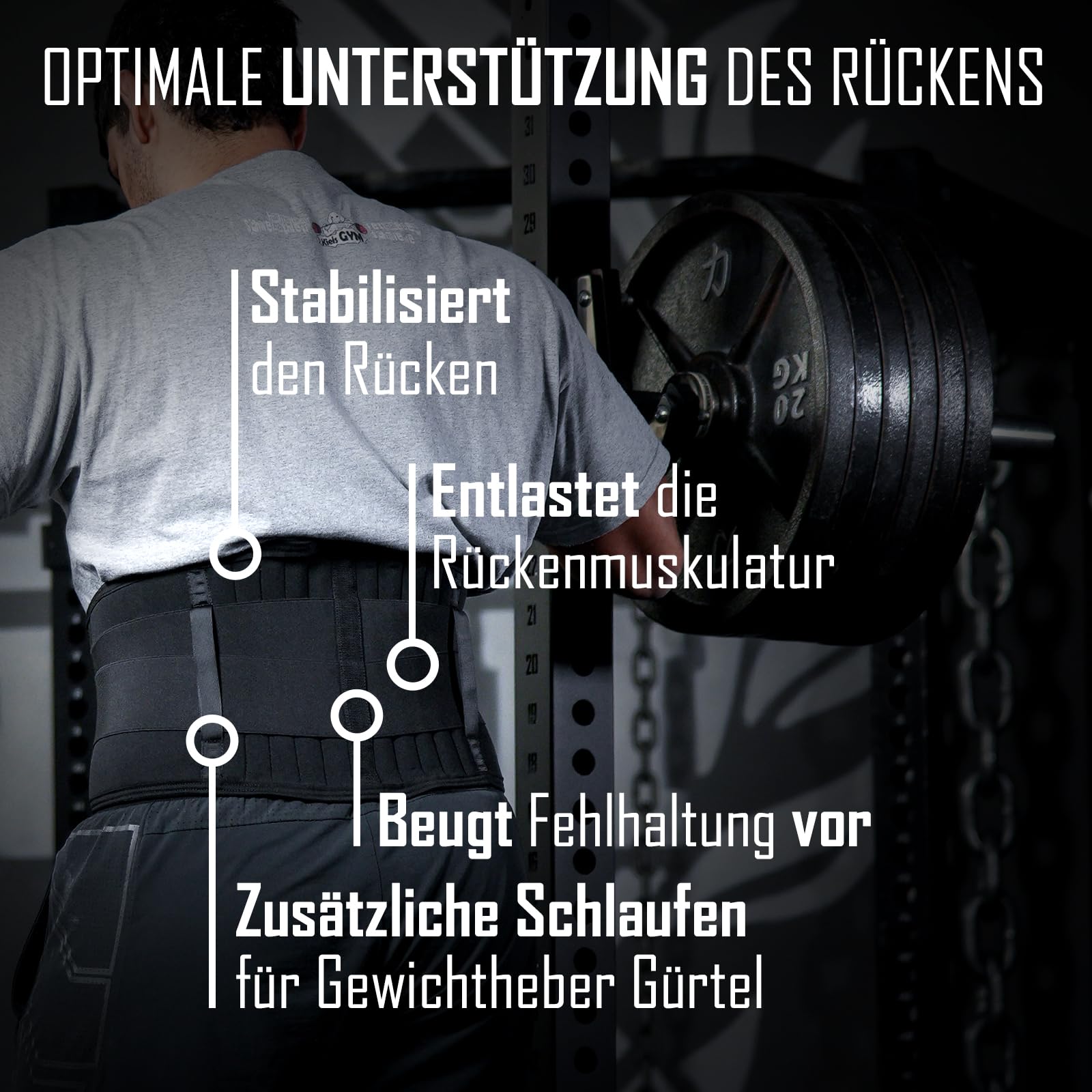 Strength Shop 7 mm neoprenowy bandaż na plecy ze szlufkami na pasek, rozmiar XL, oddychający i ocieplający pas podpierający plecy z elastyczną gumową taśmą na rzep, wspiera i odciąża podczas treningu i na co dzień
