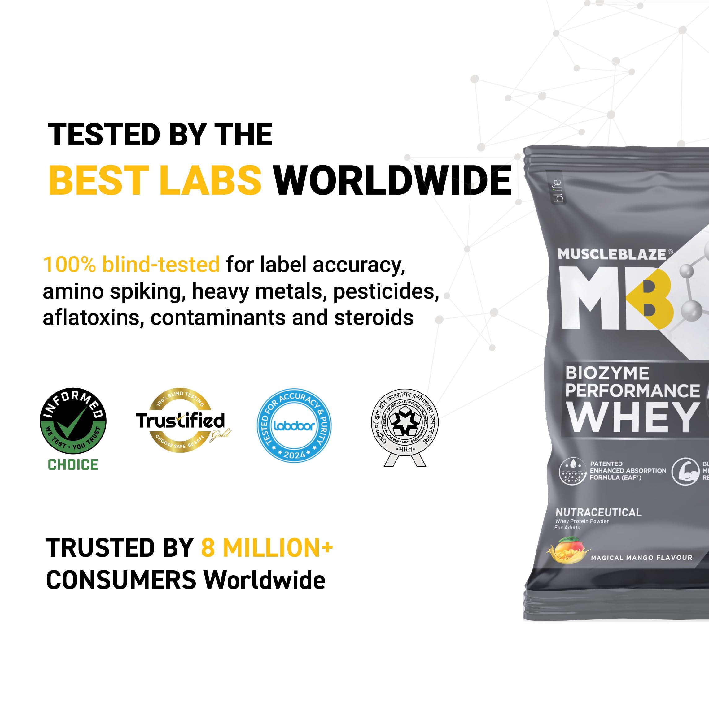MuscleBlaze Biozyme Performance Whey Protein Powder, 5 Sachets — Amazon image 4