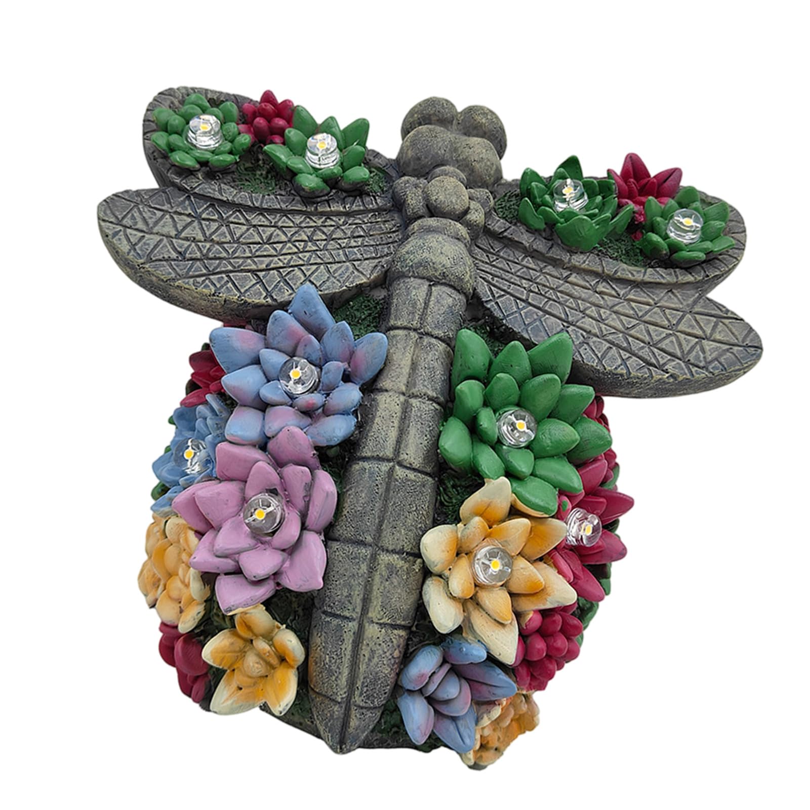Figurine libellule lumineuse en résine peinte à la main pour grand jardin