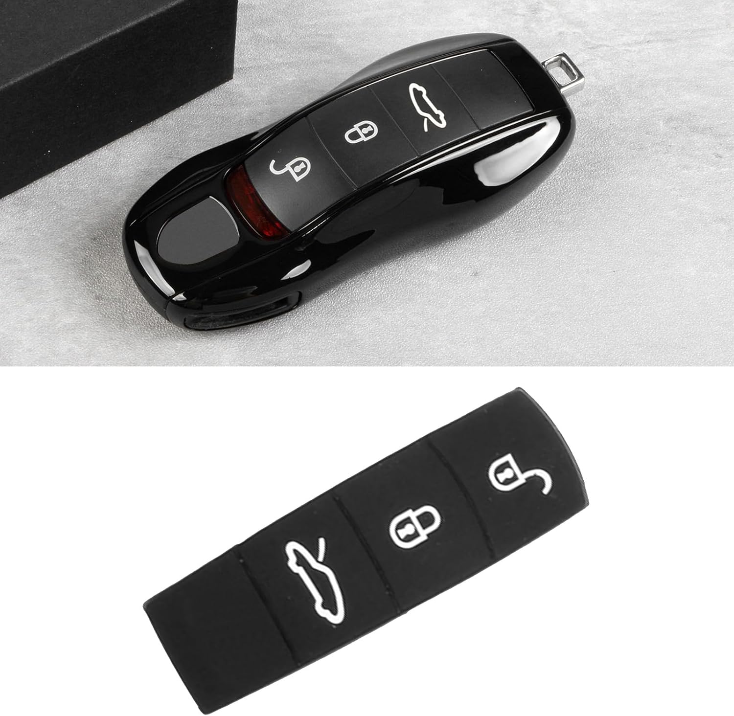 Black Rubber Key Button Cover Compatible with Porsche 911 2013-2018 Compatible with Porsche Accessories