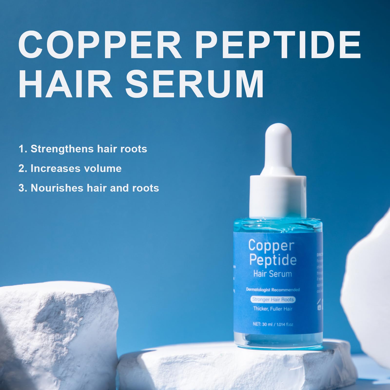 Copper Peptide Hair Serum Growth for Women & Men, Hair Serum for Hair Growth with Castor Oil Reduces Hair Loss - Image 2