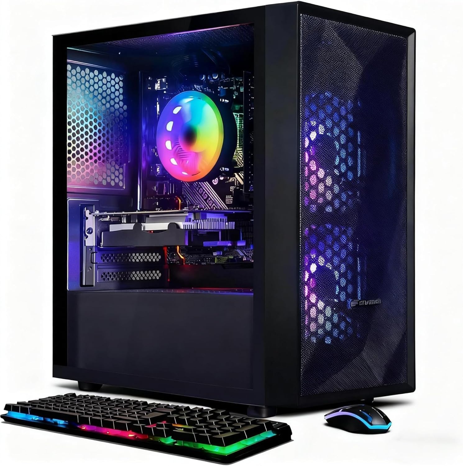 Gaming Desktop PC, Intel Core I5 3.3Ghz up to 3.7Ghz, AMD Radeon RX 550 4G GDDR5, 16G Ram, 512G SSD, WiFi, BT 5.0, RGB Fan x 3, RGB Keybaord & Mouse, RGB Mouse Pad, W10H64