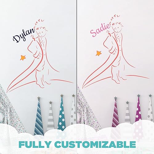 Miniatura 5 de Calcomanía de pared con nombre personalizado del príncipe EGD X The Little Prince Series, colección Prime, para bebé niña o niño, calcomanía de