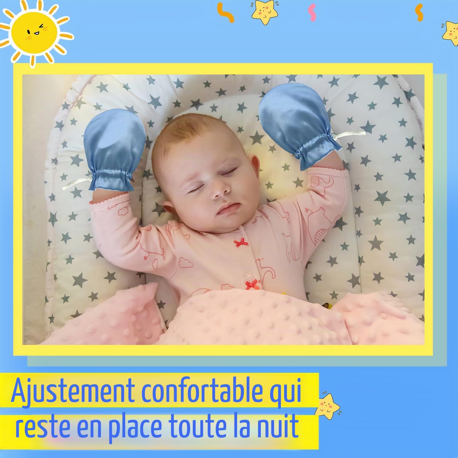 1 paire de gants anti-eczéma en satin pour bébés et enfants, gants anti-eczéma, anti-rayures, gants réglables pour soulager l'eczéma