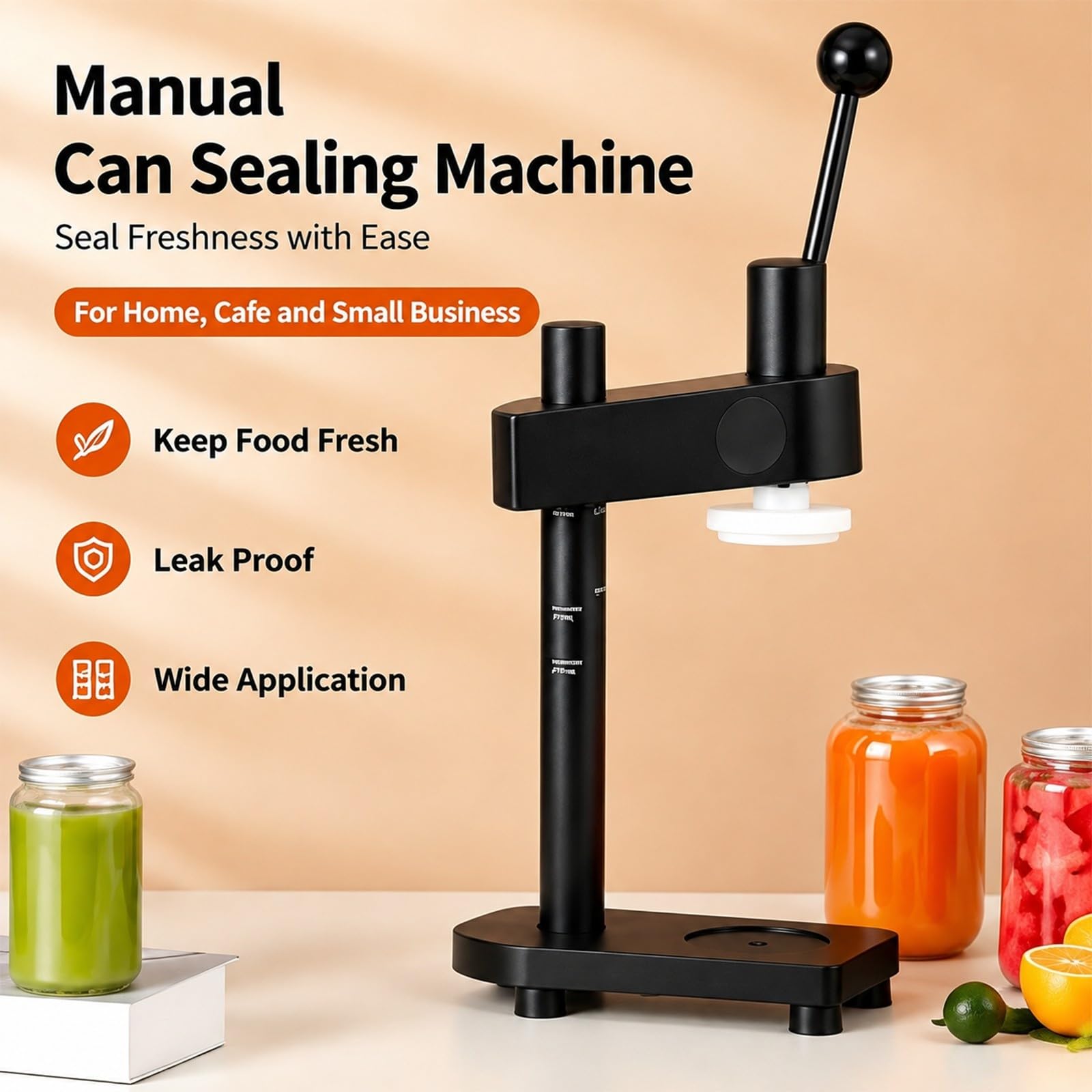 Regulowany ręczny zakręt do butelek 51-55mm Easy Open Lid Sealer Lewer Press for Juice Bar Bubble Tea Home Kitchen Compact Countertop Tool