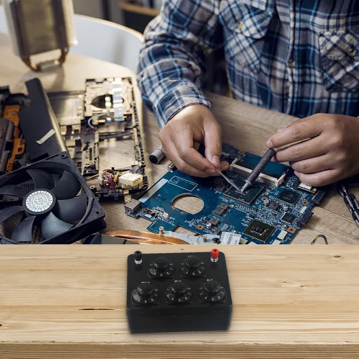 Variable Decade Resistance Box 0-9999.9 Ohm, 5 Range Resistor Lab Test & Calibration, Bakelite Case with 0.1Ω Step Accuracy, 170x135x72mm