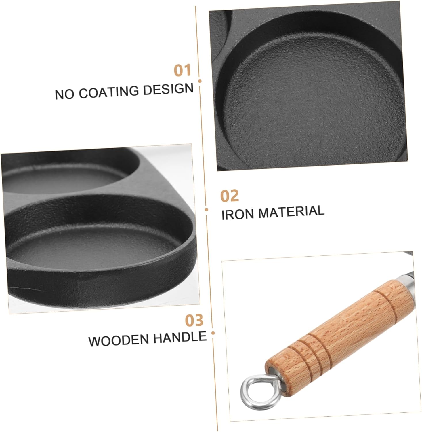 Garneck Fried Pan with Wooden Handle Nonstick Cooking for Eggs Burgers and Ham Kitchen Frying Pan for Induction and Gas Stoves