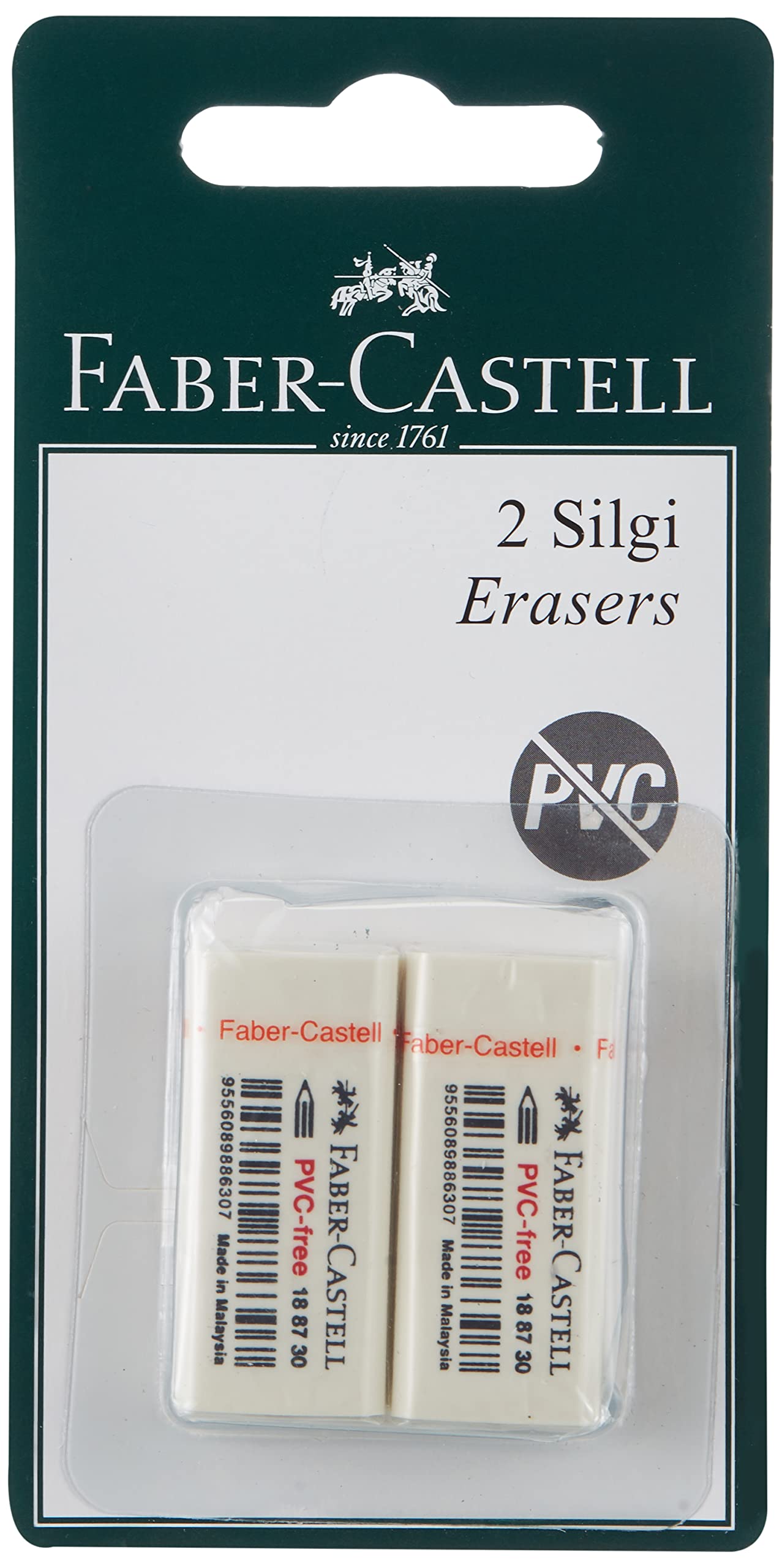 Faber-Castell 2 Plastik Silgi 7086/30 (Beyaz)