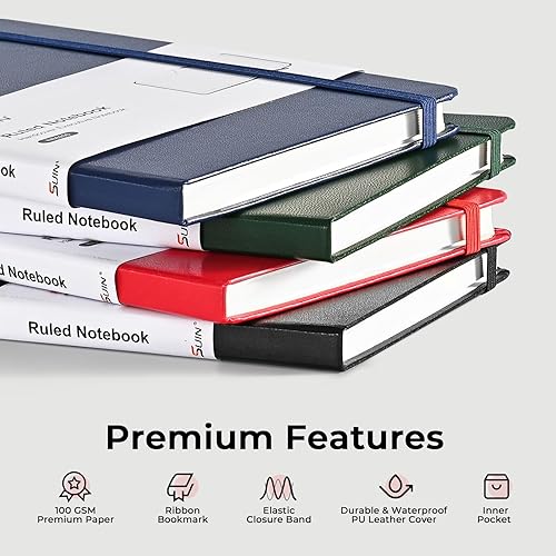 Miniatura 2 de SUIN Cuaderno A5 de tapa dura, 5.5 x 8.3 pulgadas, 3.53 ozm, 160 páginas, diario para escribir, cuadernos para el trabajo, papel que no se corre,