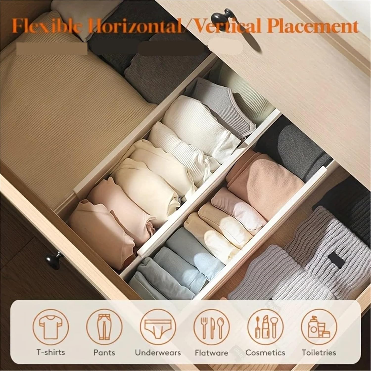 5 Pack Drawer Dividers For Clothes, Adjustable Organizers Expandable Separators Dresser Organizer For Clothes