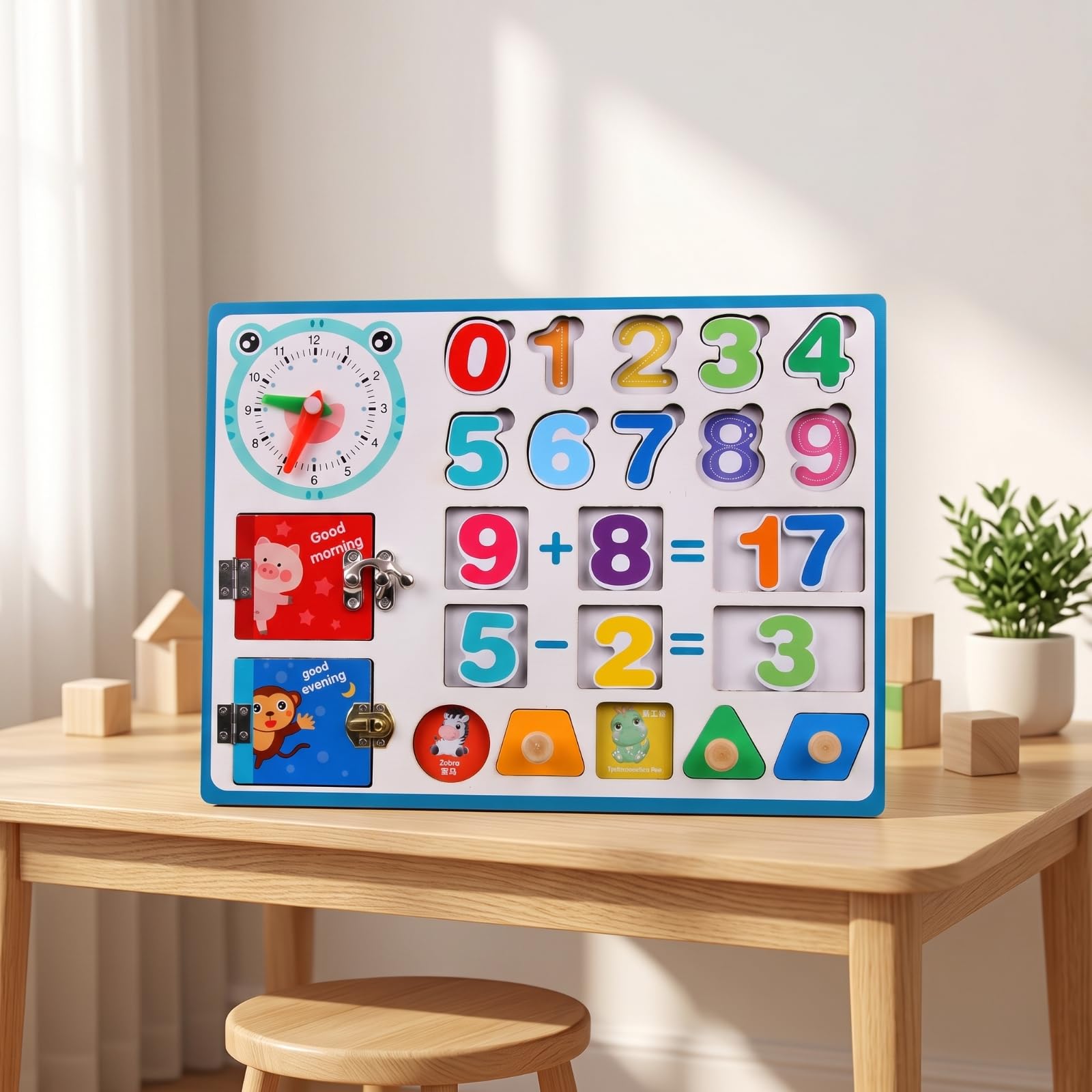 Pädagogisch motorikspielzeug Motorikbrett mit Uhr, Lernspielzeug, für Zimmer, Garten, Vorschul