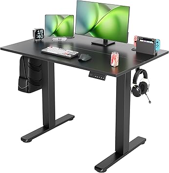 Seang Electric Standing Desk Adjustable Height, 40 x 24 Inch Sit Stand Desk with T-Shaped Frame, 3 Memory Presets & Cable Man