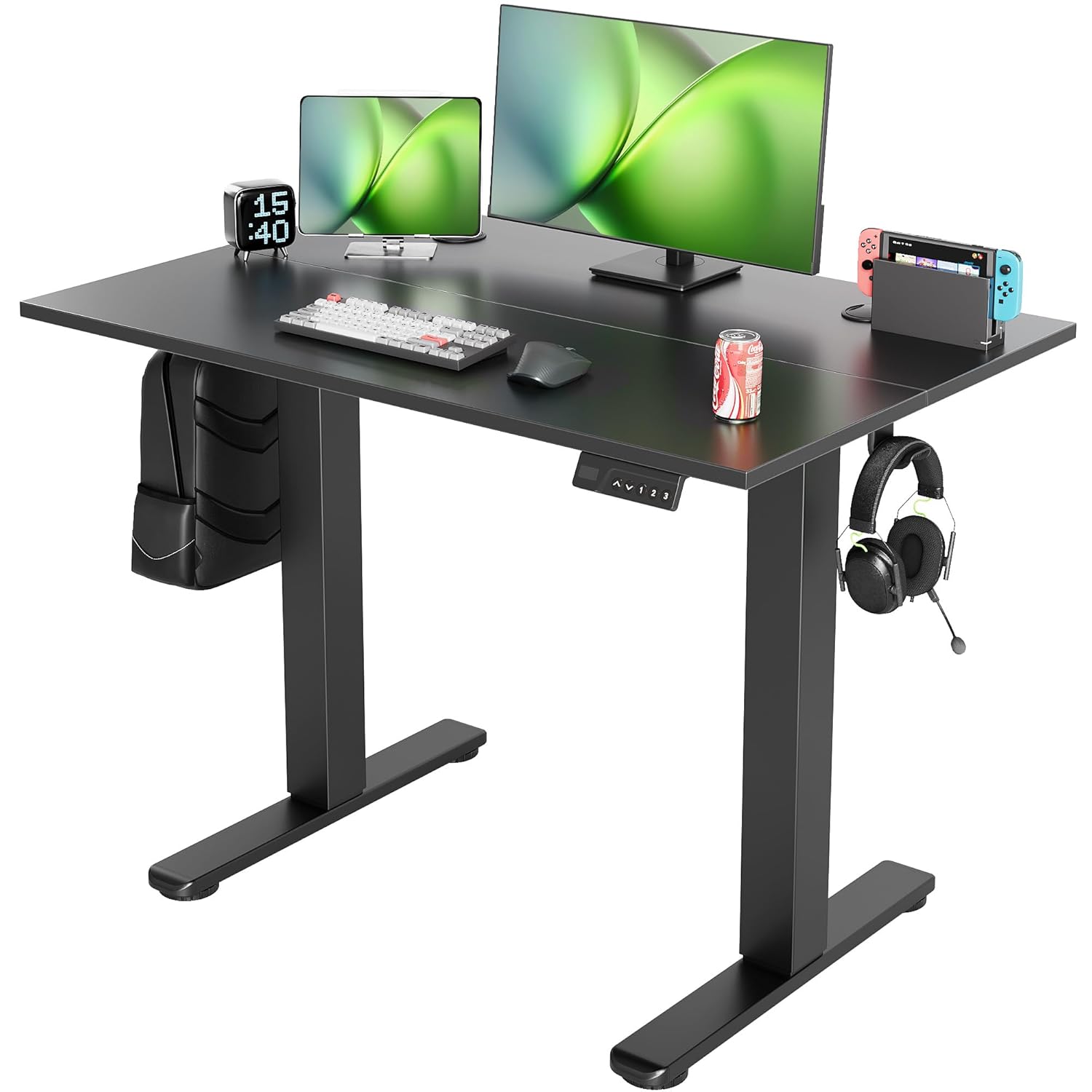 Seang Electric Standing Desk Adjustable Height 40 x 24 Inch Sit Stand Desk with T-Shaped Frame 3 Memory
