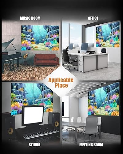 Miniatura 4 de Paquete de 8 paneles acústicos autoadhesivos insonorizados océanos submarinos, peces submarinos, arrecifes de coral, un mar azul, paneles de pared