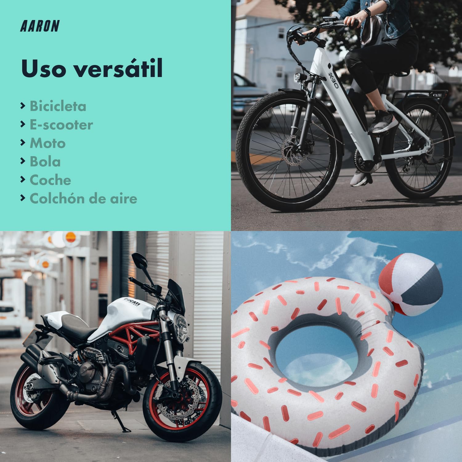 AARON Sport One - Bomba de pie para Bicicleta manómetro para Todo Tipo de válvulas, con Accesorio para Pelotas, Amarillo