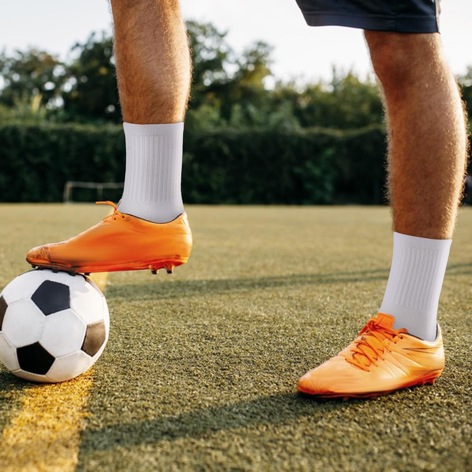 2/4 Pairs Mens Soccer Socks with Grips Cushioned Anti Slip Football Basketball Sports Socks - Image 2