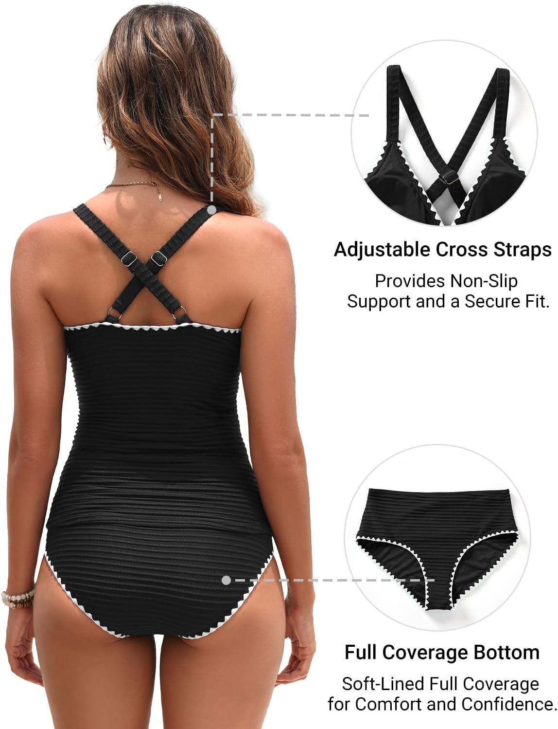 Daci Women's Tankini Swimsuits - Tummy Control Bathing Suits Two Piece Ribbed Twist 2025 Swimwear with High Waisted Bottom - Image 6