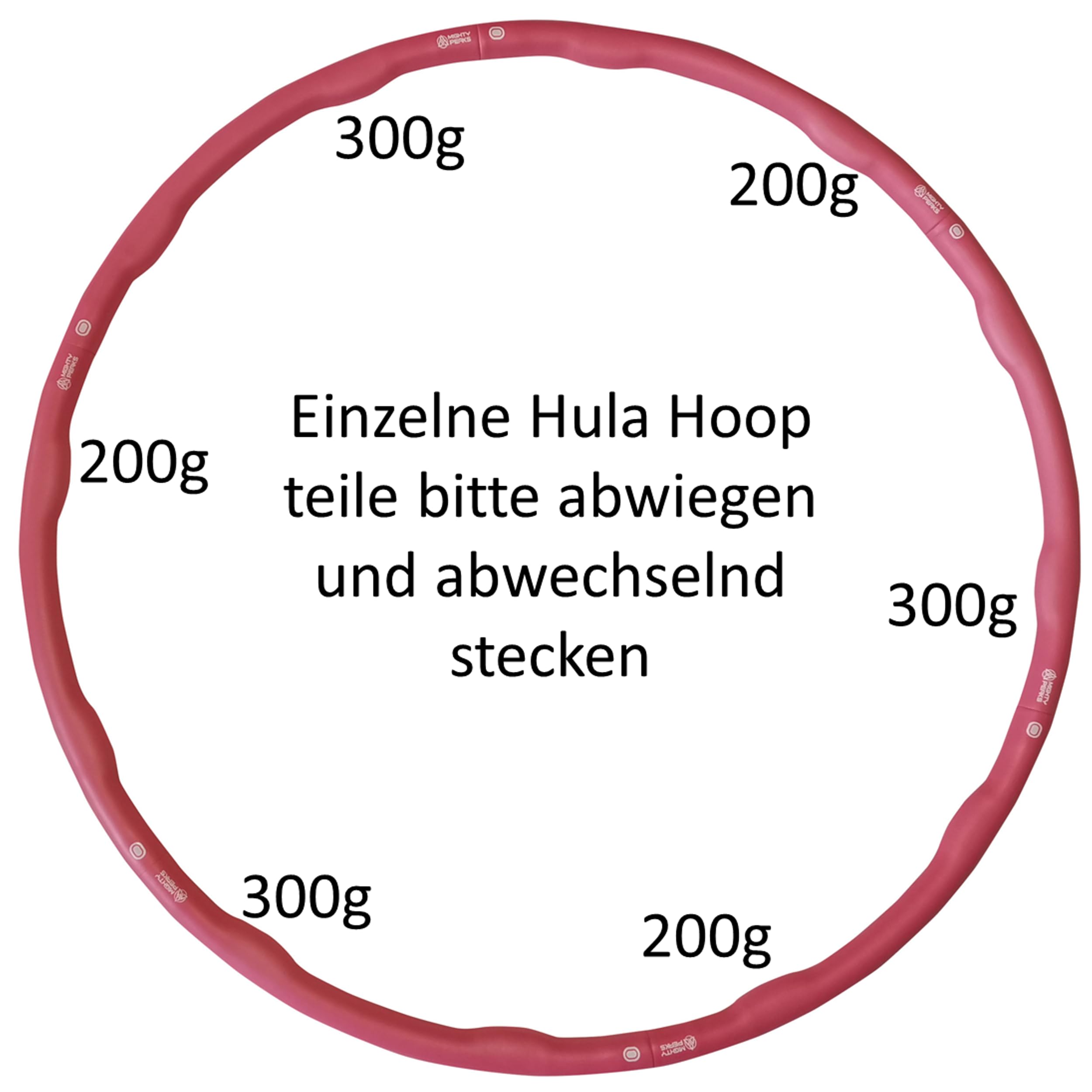 MIGHTY PEAKS Hula Hoop - Pneumatico per adulti, 1,5 kg, con piedini massaggianti per rafforzare i muscoli addominali e della schiena, Hoola Hoop, vita sottile, per aumentare il metabolismo, dimagrire