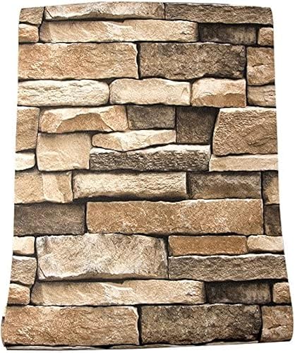 Papel tapiz autoadhesivo y extraíble para decoración de piedra, papel de contacto de 17.7 x 78.8 pulgadas, vinilo texturizado de piedra 3D para