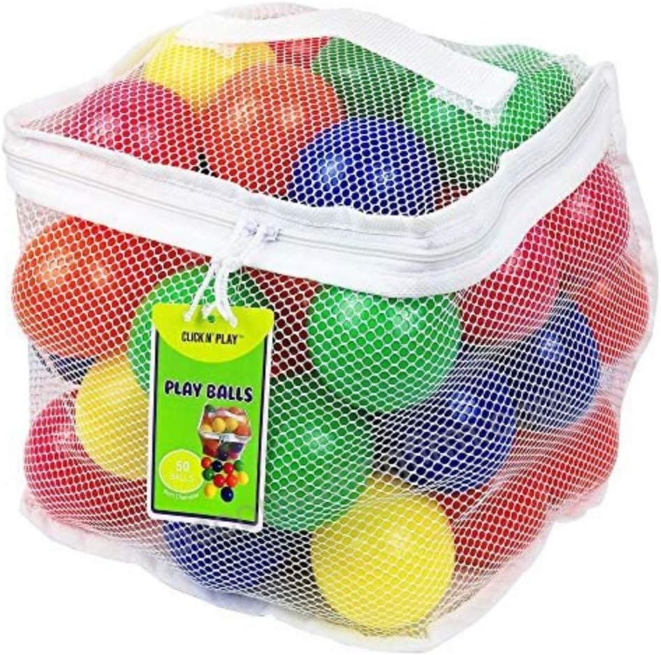 Ball Pit Balls for Kids, Plastic Refill Balls, 200 Pack, Phthalate and BPA Free, Includes a Reusable Storage Bag with Zipper, Bright Colors, Gift for Toddlers and Kids