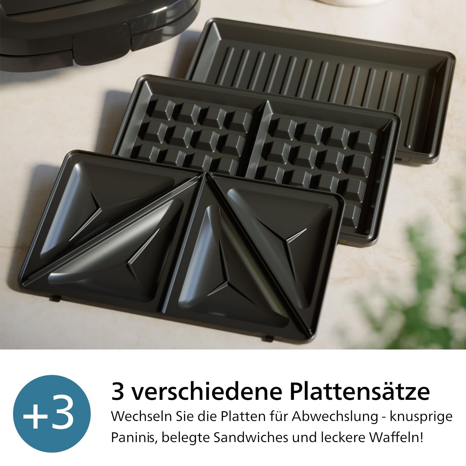Philips 5000-Serie 3-in-1 Sandwichmaker 750W Schwarz HD2350/80