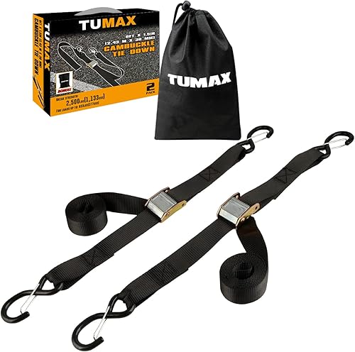 Correa de amarre con hebilla de leva resistencia a la rotura de 2500 libras correas de carga de 15 pulgadas x 8 pies con ganchos en S de seguridad