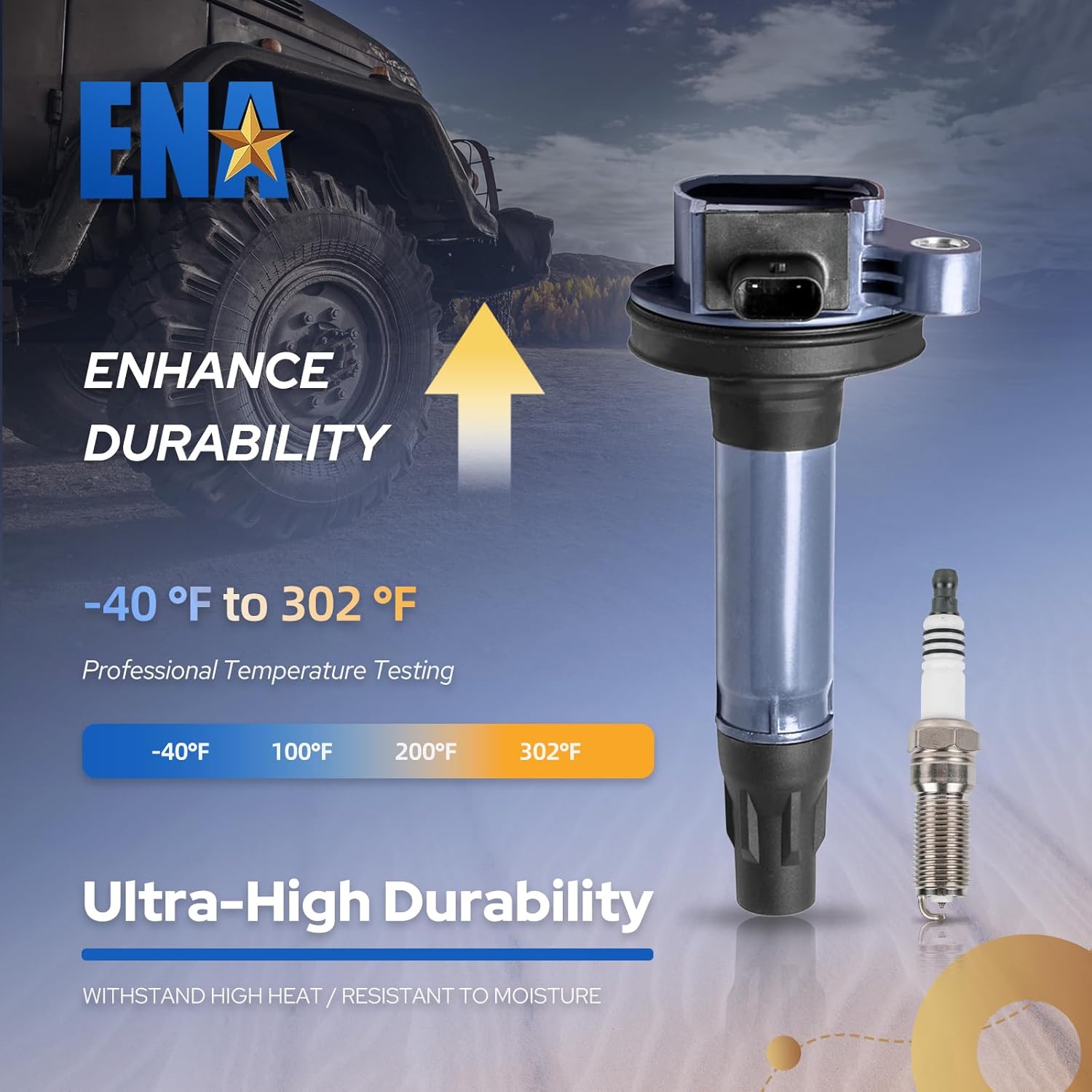 ENA Set of 6 Ignition Coil & Platinum Spark Plug Pack for UF823 Compatible with Ford 2016 2017 2018 Edge Explorer F150 Flex Transit 250 350 3.5L V6; Lincoln MKT MKX 3.7L V6 Replace for ‎7T4E-12A375-GA