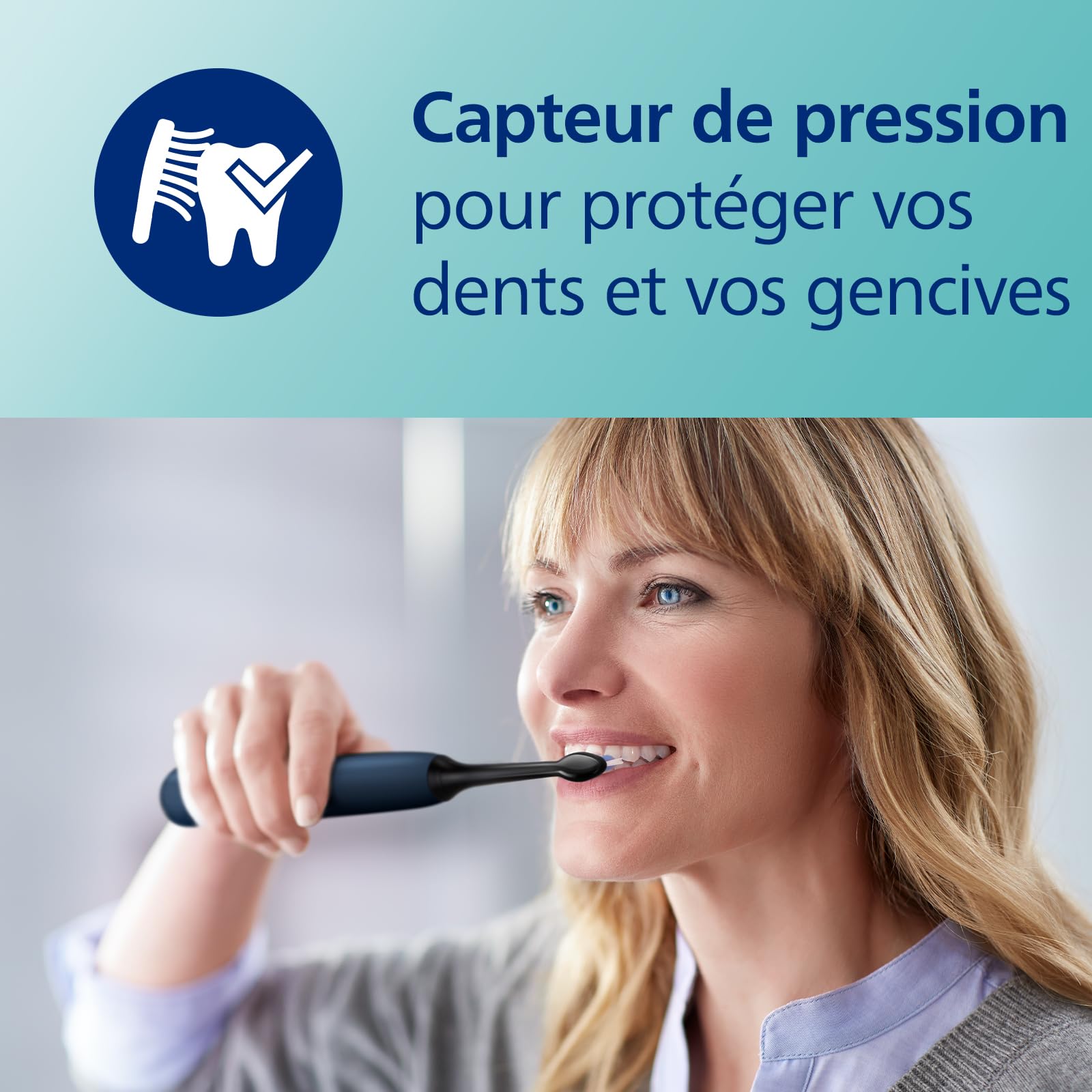 Philips Sonicare ProtectiveClean 5100 - Brosses à dents électriques avec 3 modes de brossage, capteur de pression, minuterie et étui de voyage, blanc et bleu, Lot de 2, modèle HX6851/34