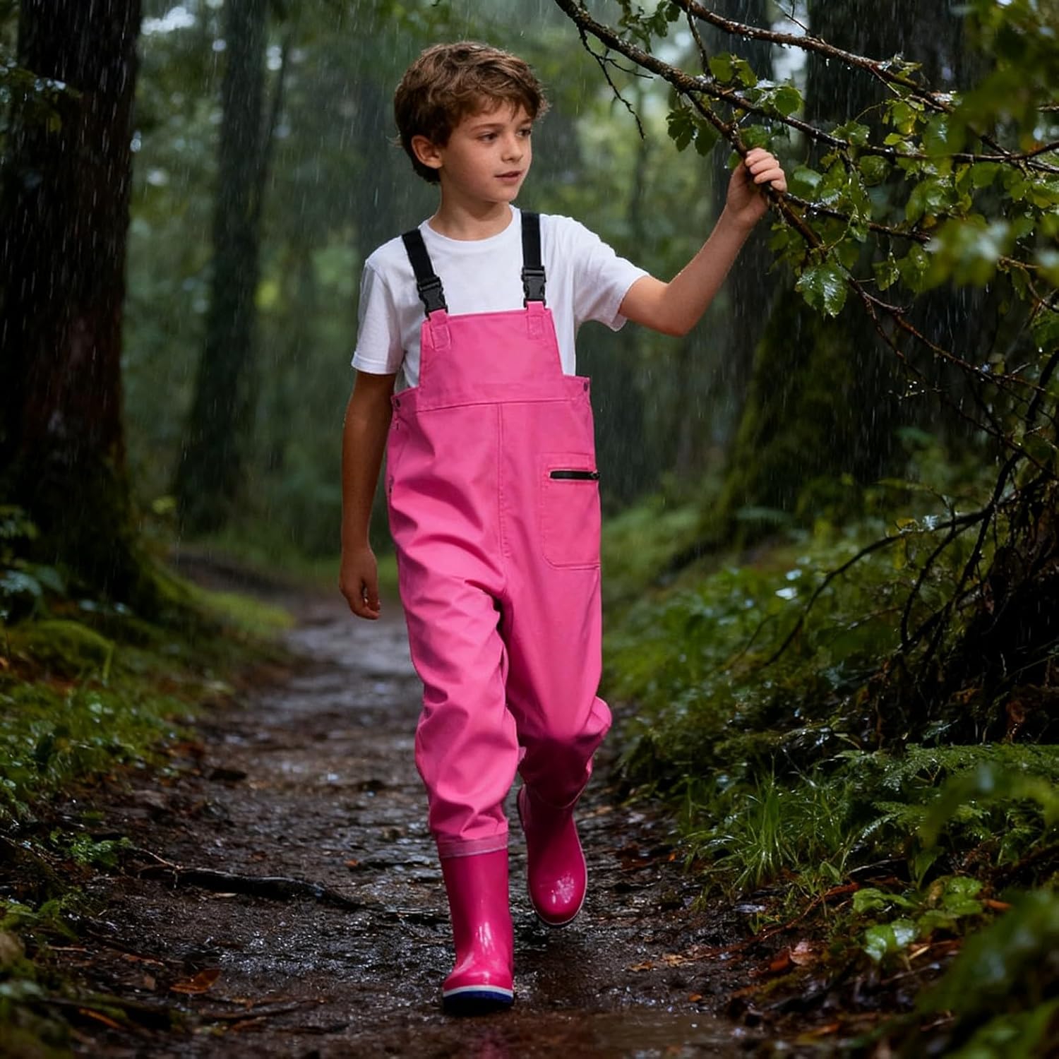Girls Adjusted Strap Fishing Suits Waterproof Lightweight Overalls Rain Pants Kids Toddler Packable Jumpsuits Clothes