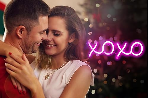 Miniatura 7 de ENUOLI XOXO - Letrero de neón rosa para dormitorio, letrero de neón rosa alimentado por USB, decoración de pared, decoración del hogar, letrero LED