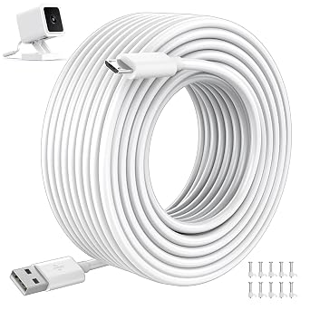 Micro USB Charging Cable 32FT, Power Extension Cable for Wyze Cam Pan V3 Blink Mini Indoor Kasa YI Home Dome Nest Cam PS4, USB Charger Cord with 10 Wire Clip for Homedics LtYioe USB Desktop Humidifier