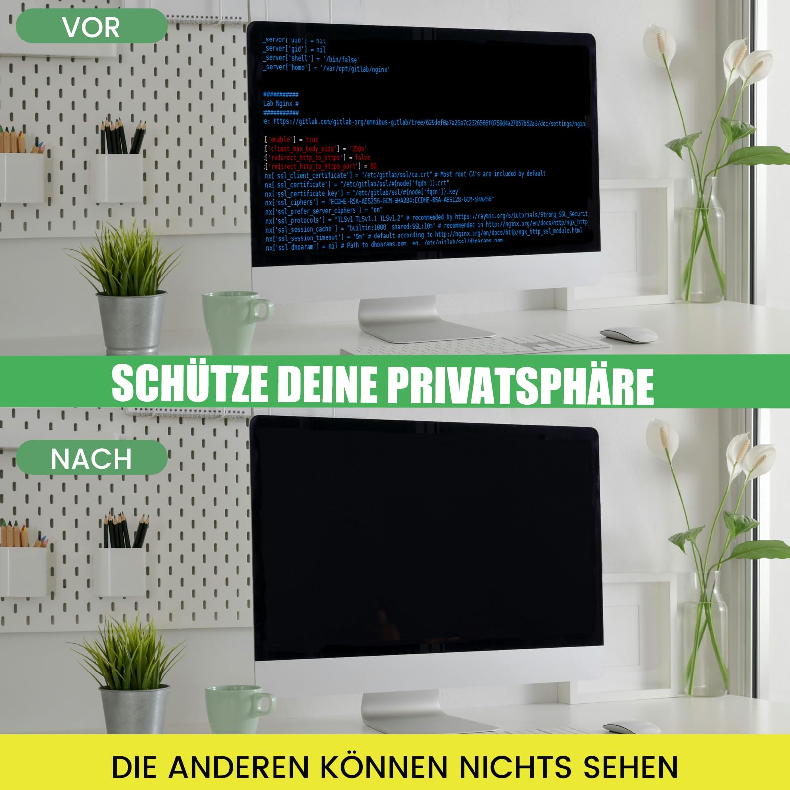 Blickschutzfolie für 27 Zoll 16:9 Monitor, Abnehmbarer Sichtschutzfilter mit Blaulichtfilter, HD Privacy Screen mit Anti-Glare & Blendschutz,Breite x Höhe: 598 mm x 337 mm
