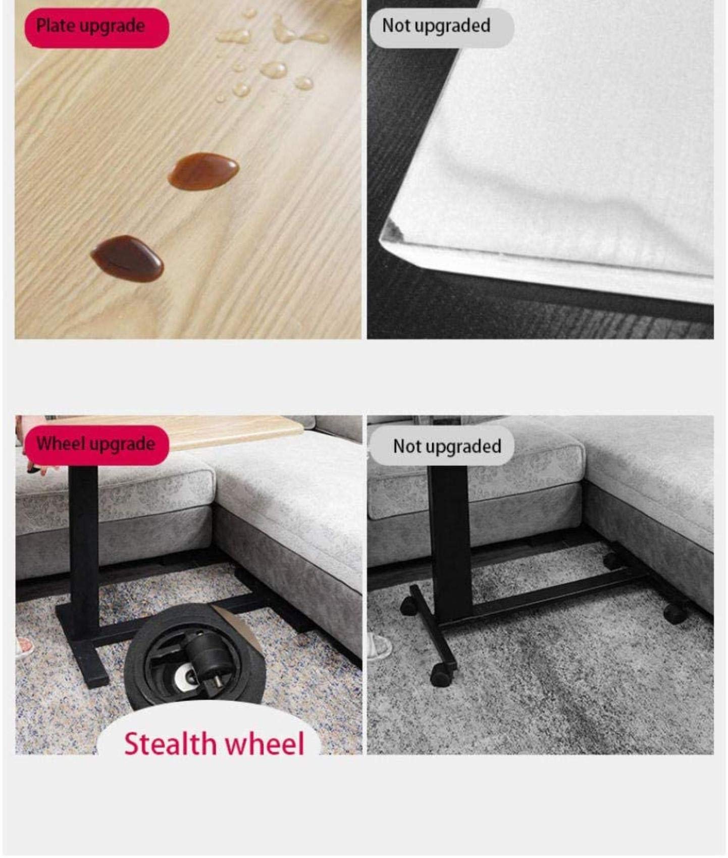 Station de travail debout avec planche à souris, hauteur réglable, roulettes verrouillables, petite table de chevet pour ordinateur portable